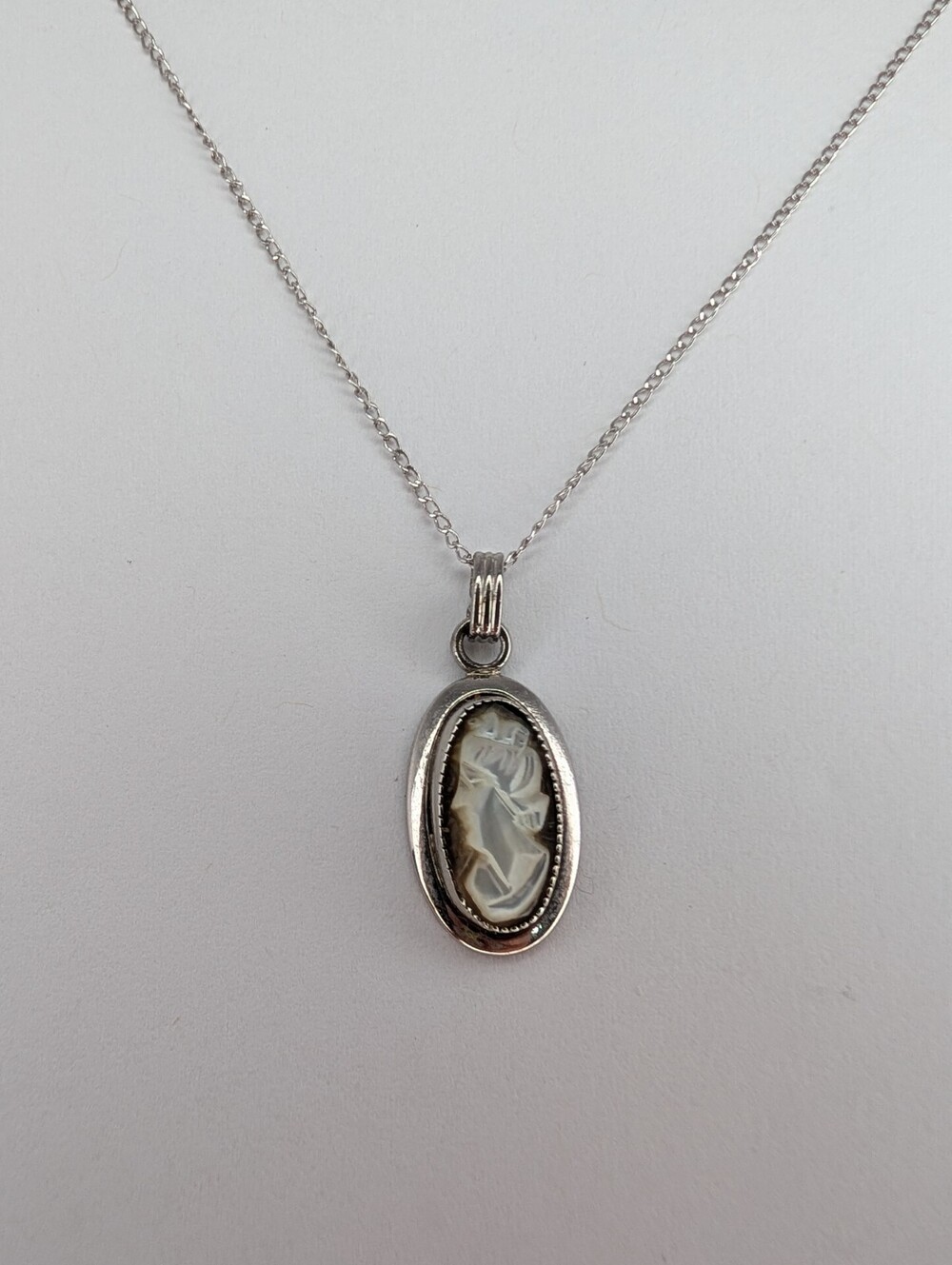 Vintage Sterling Silver Sarah Coventry Cameo Pendant And Necklace